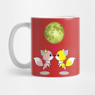 Love on Moonlight Foxes Hearts Mug